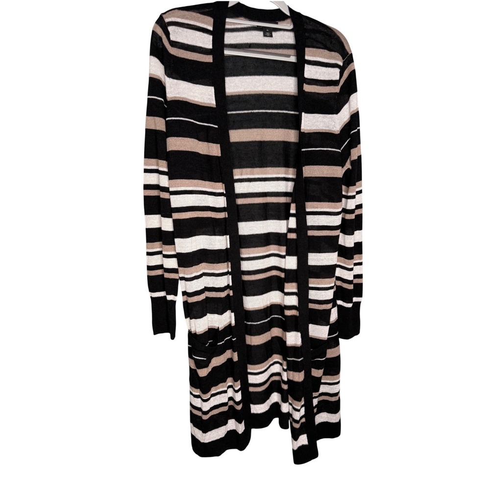Halogen striped linen blend cardigan sweater
